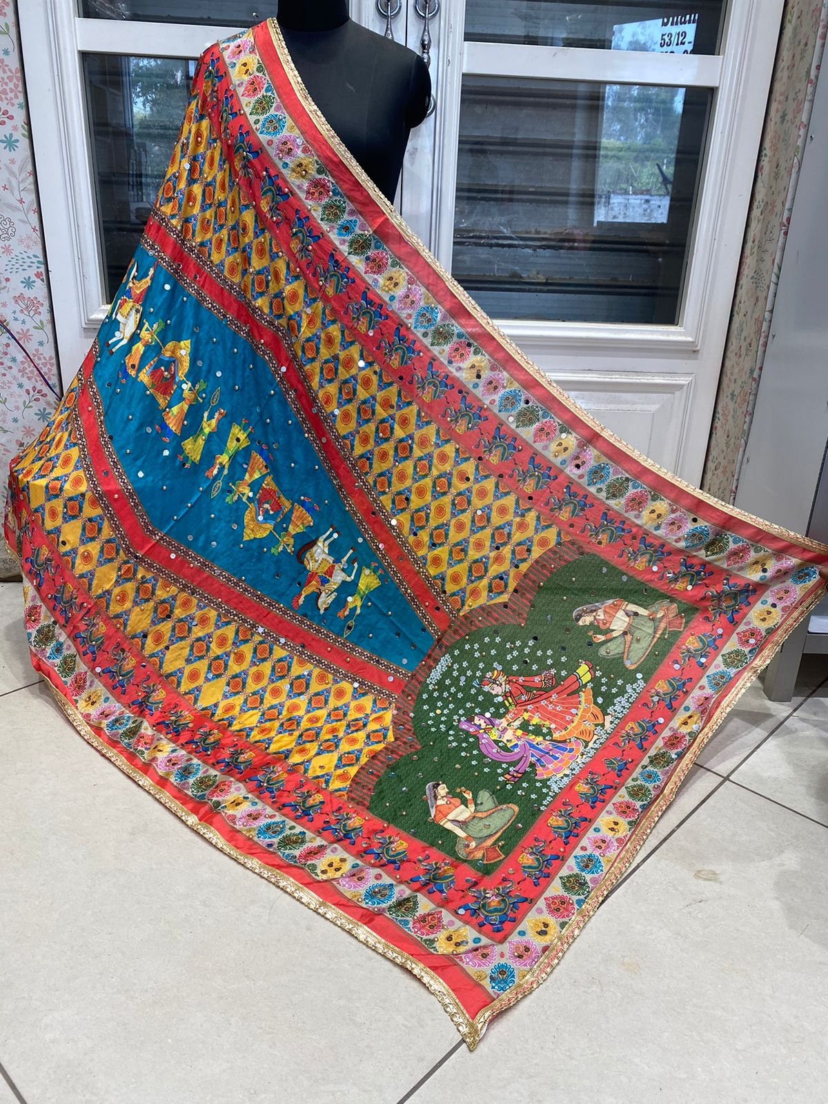 Blue Printed Dupatta for Women